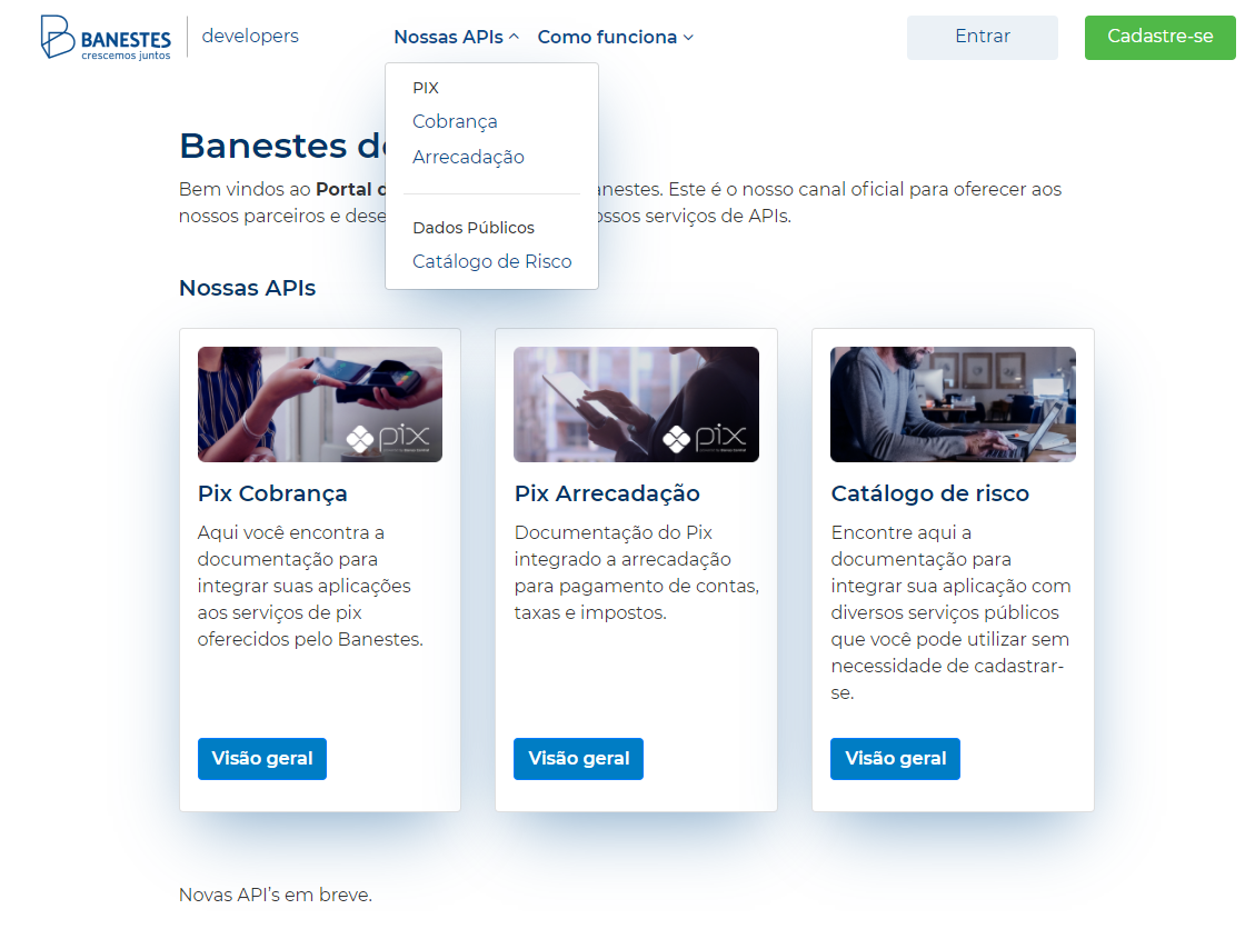 Figura 1 Menu de Documentação do menu principal.