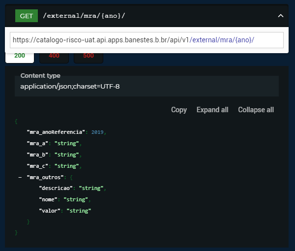 Figura 2 Exemplo de URL utilizada para acessar o serviço